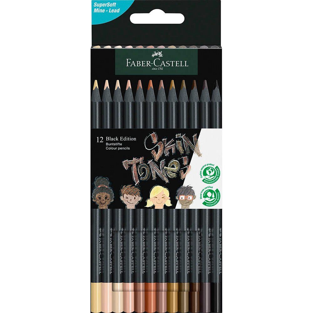 Faber-Castell Buntstift 12 Кольорові олівці BLACK EDITION farbsortiert
