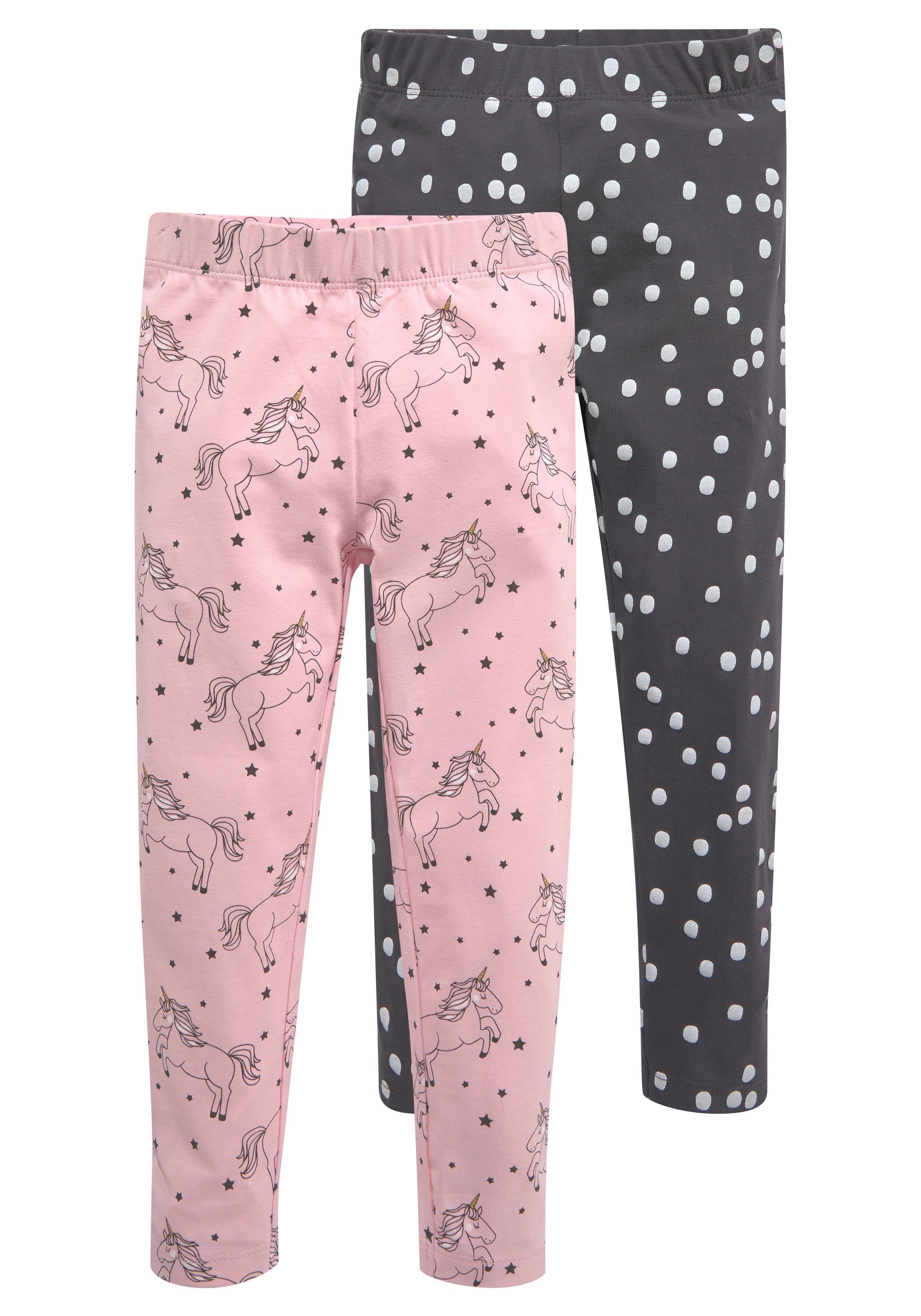 KIDSWORLD Leggings 2er Pack Leggings für kleine Mädchen (Packung, 2-tlg) mit Pferde-Allover