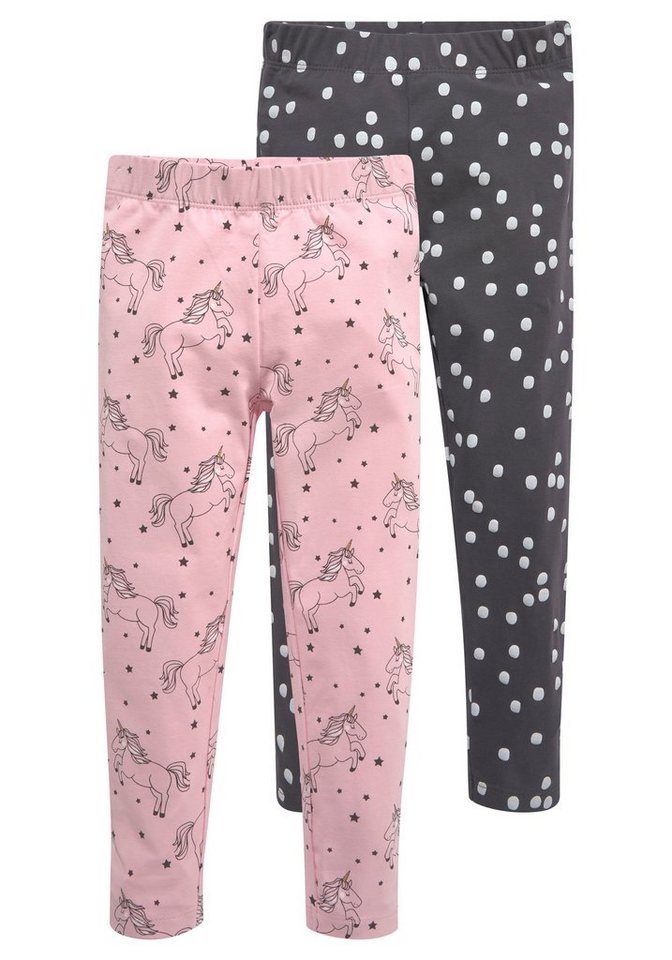 KIDSWORLD Leggings 2er Pack Leggings für kleine Mädchen (Packung, 2-tlg., 2) mit Pferde-Allover