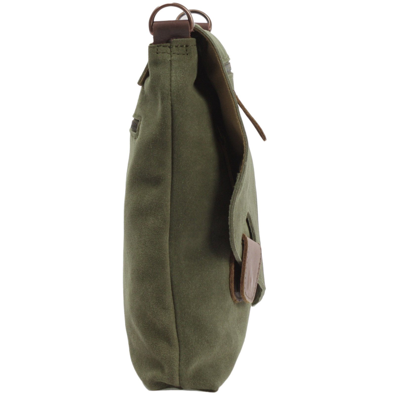 LECONI Umhängetasche Handtasche Ledertasche Damen Schultertasche Echt Wild-Leder LE3027, Überschlag & Reißverschluss – viele Fächer & Farben – 29 × 29 × 6 cm – Bild 3 von 5