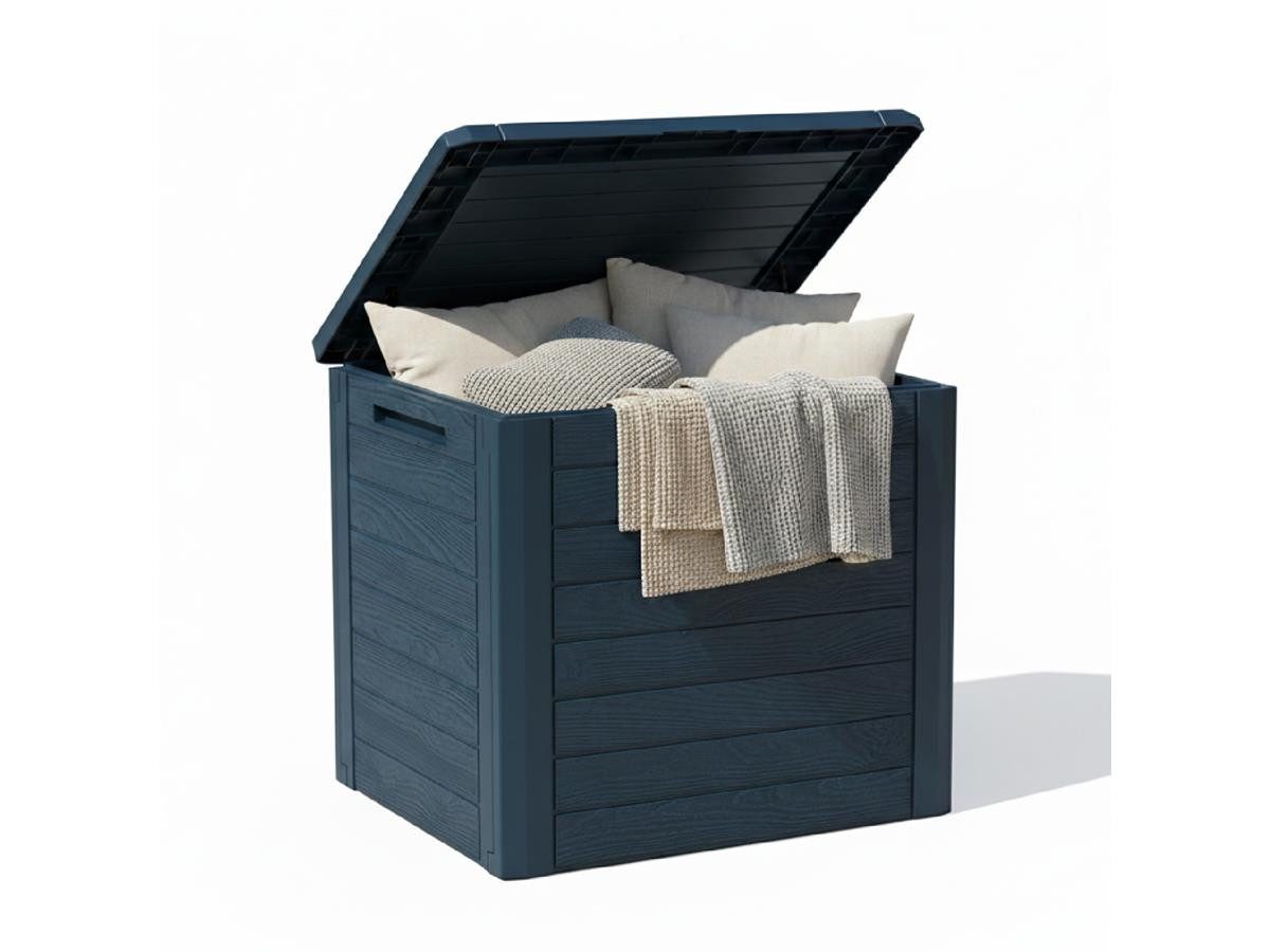 Prosperplast Gartenbox Aufbewahrungsbox WOODEBOX 140L, in Holzoptik, aus Kunststoff, mit Deckel, 460 × 585 × 550 mm