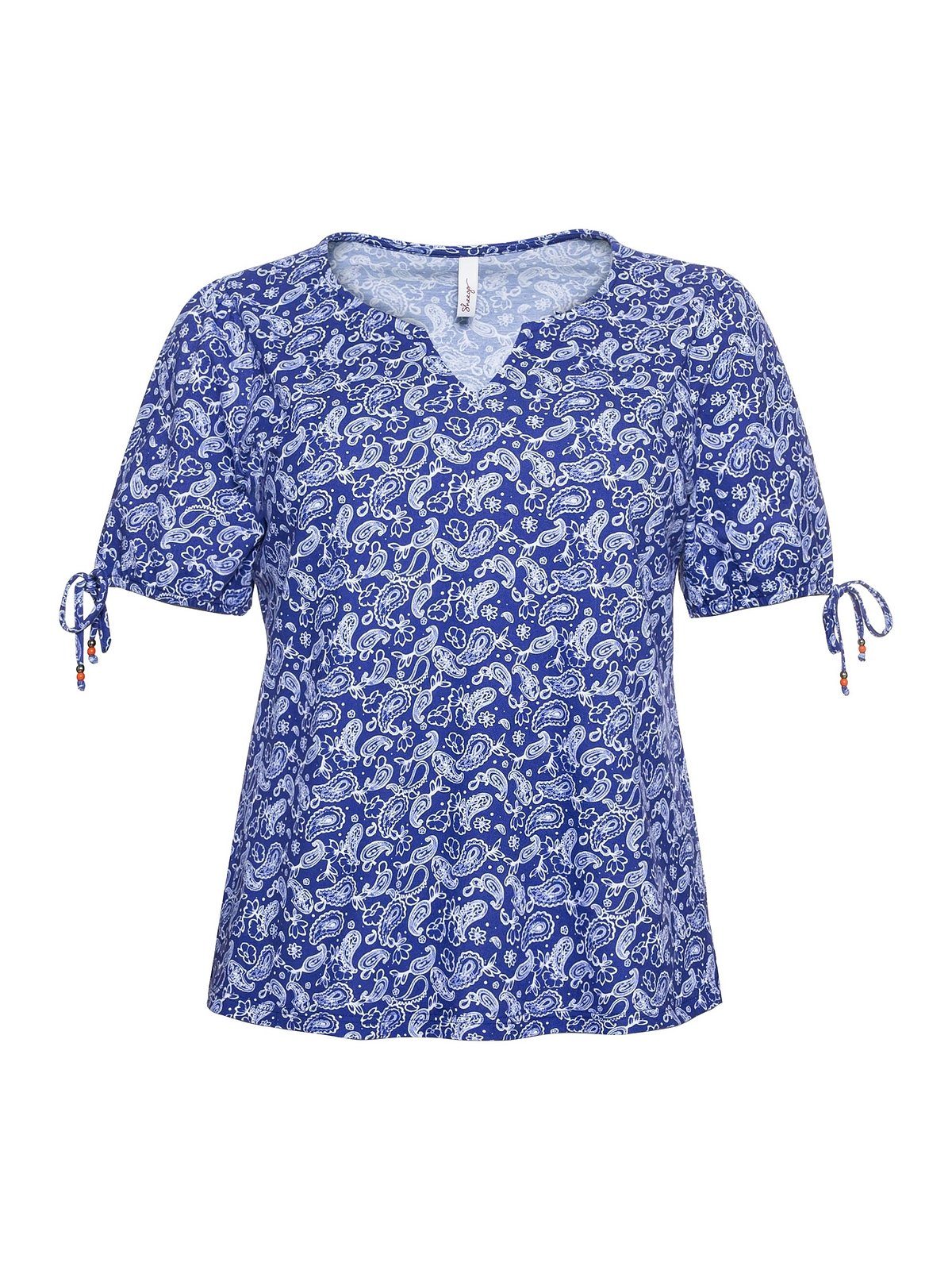 Größen royalblau Große mit und Paisleydruck Arm am Bindeband Sheego T-Shirt