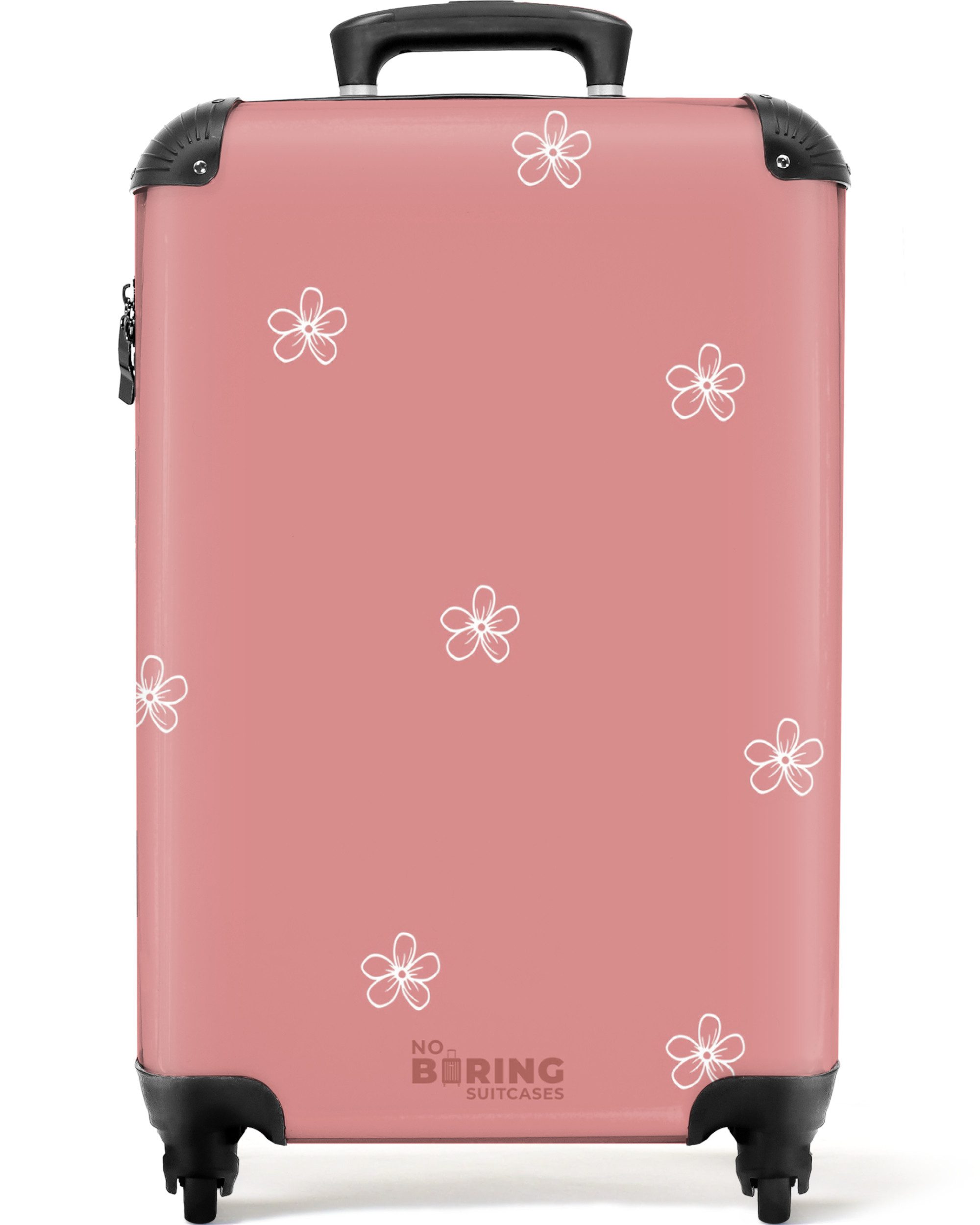 Hartschalen-Trolley Rosa Hintergrund mit weißen Blumen 55x35x20cm