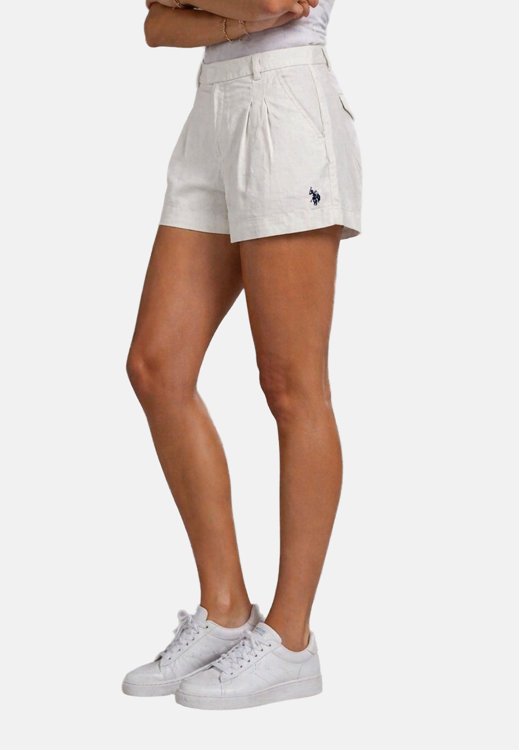 U.S. Polo Assn. Shorts USOolivia Damen Leinenshorts – Shorts luftig mit Taschen und Leinenmix Leichte Sommer Shorts aus Leinenmix mit bequemer Passform