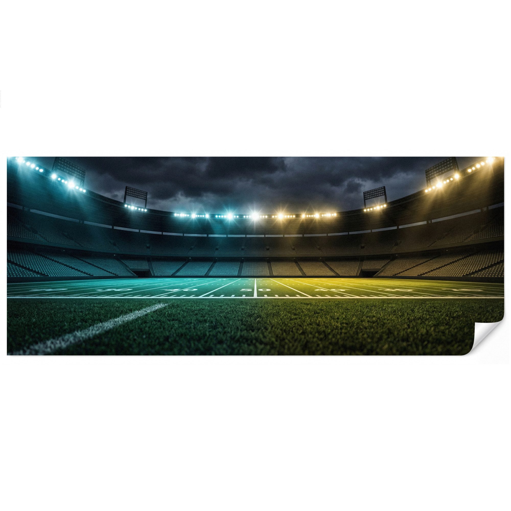 OnlyWow Fototapete Kinderzimmer - Fußball - Stadion - Nacht - Modern, Matt, bedruckt, Wohnzimmer, Vinyl Tapete 500x200cm