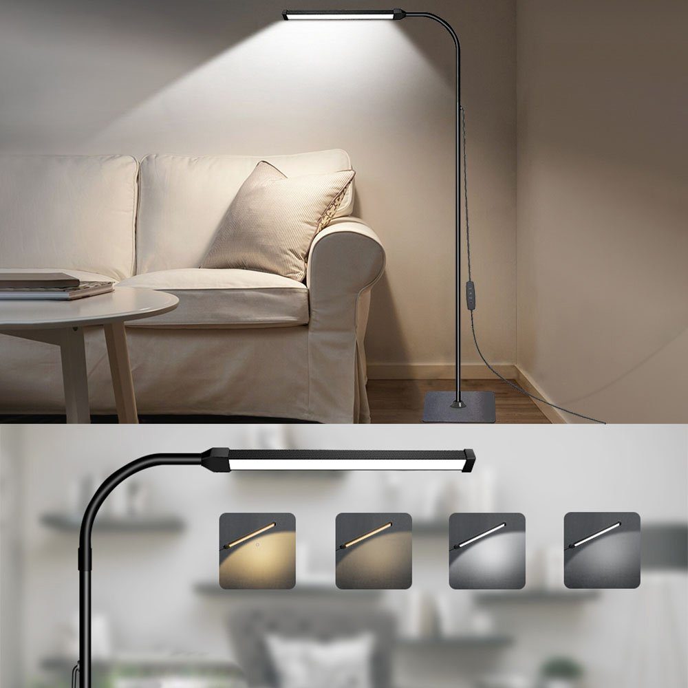 MUPOO Stehlampe Wohnzimmer, mit Farbtemperatur Helligkeit Dimmbar,Stehleuchte Stehlampe Einstellbar Farbtemperaturen, Büro und + Wohnzimmer,Schlafzimmer, für 3 Höhenverstellbare, LED