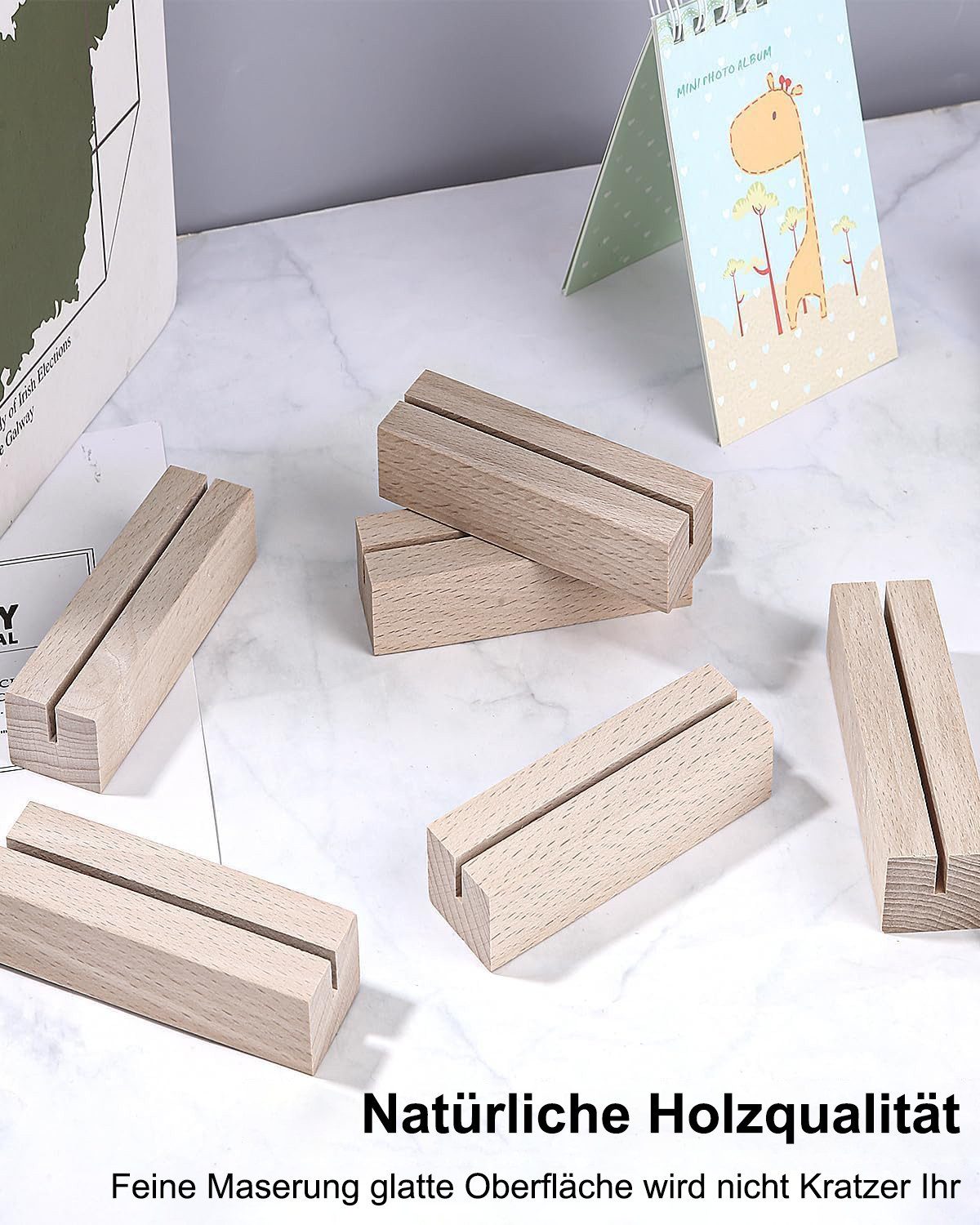 SinLaw Tischkartenhalter Holz Kartenhalter, Tischkartenhalter Holz mit Doppelseitigen Klebstoff, (20-tlg), Namesschild Fotohalter, Postkartenhalter für Restaurants