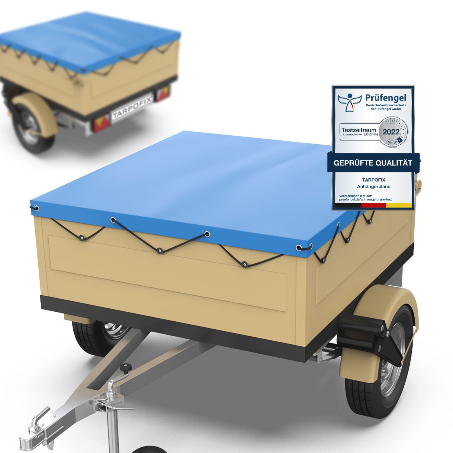 Tarpofix® Schutzplane Anhängerplane DDR Anhänger PVC wasserdicht UV-beständig (Blaue Plane, 1-St), Flachplane 140x105 cm – robust & wasserdicht