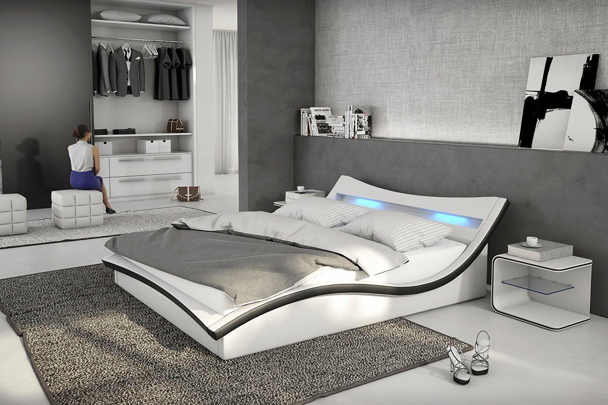SalesFever Polsterbett, mit LED-Beleuchtung im Kopfteil, Design Bett in  moderner Optik
