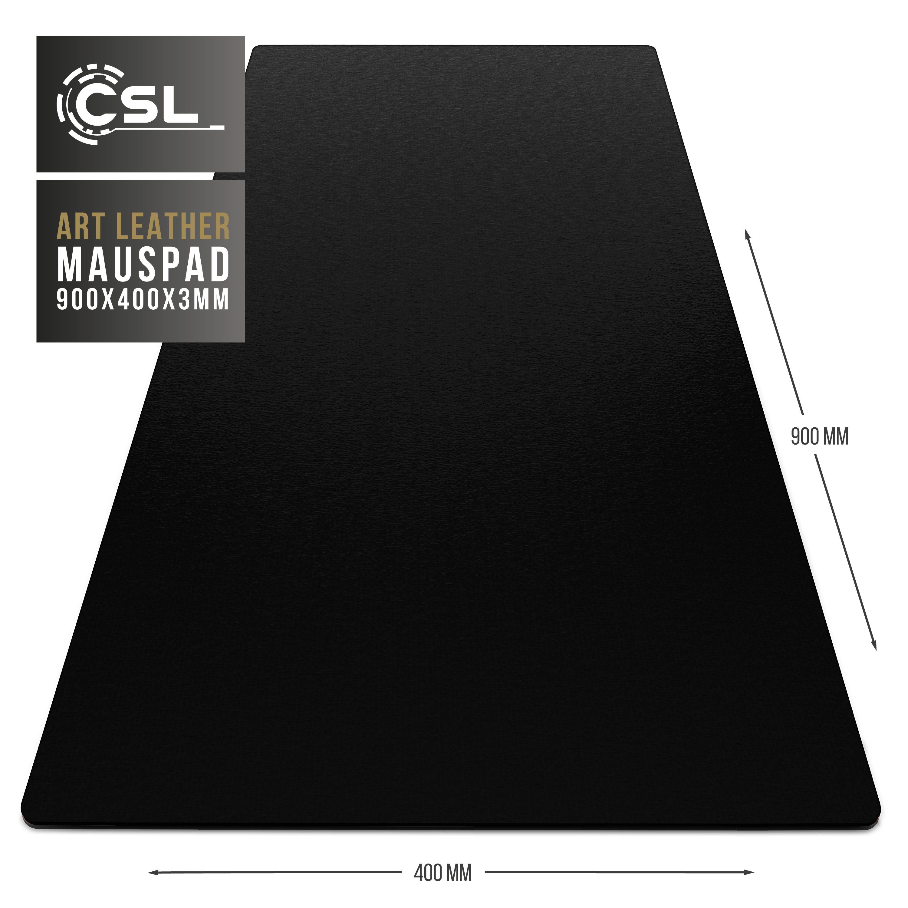 CSL Mauspad XXL Mousepad 900 x 400 x 3 mm, Tischunterlage, Elegante Leder Optik (1-St), rutschfest, abwaschbar, Office Schreibtischunterlage, schwarz – Bild 5 von 5