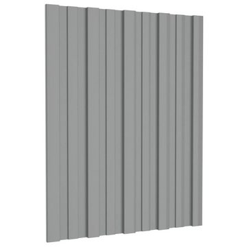 vidaXL Deckenplatten Dachpaneele 12 Stk. Verzinkter Stahl Grau 60x45 cm, (12-tlg)