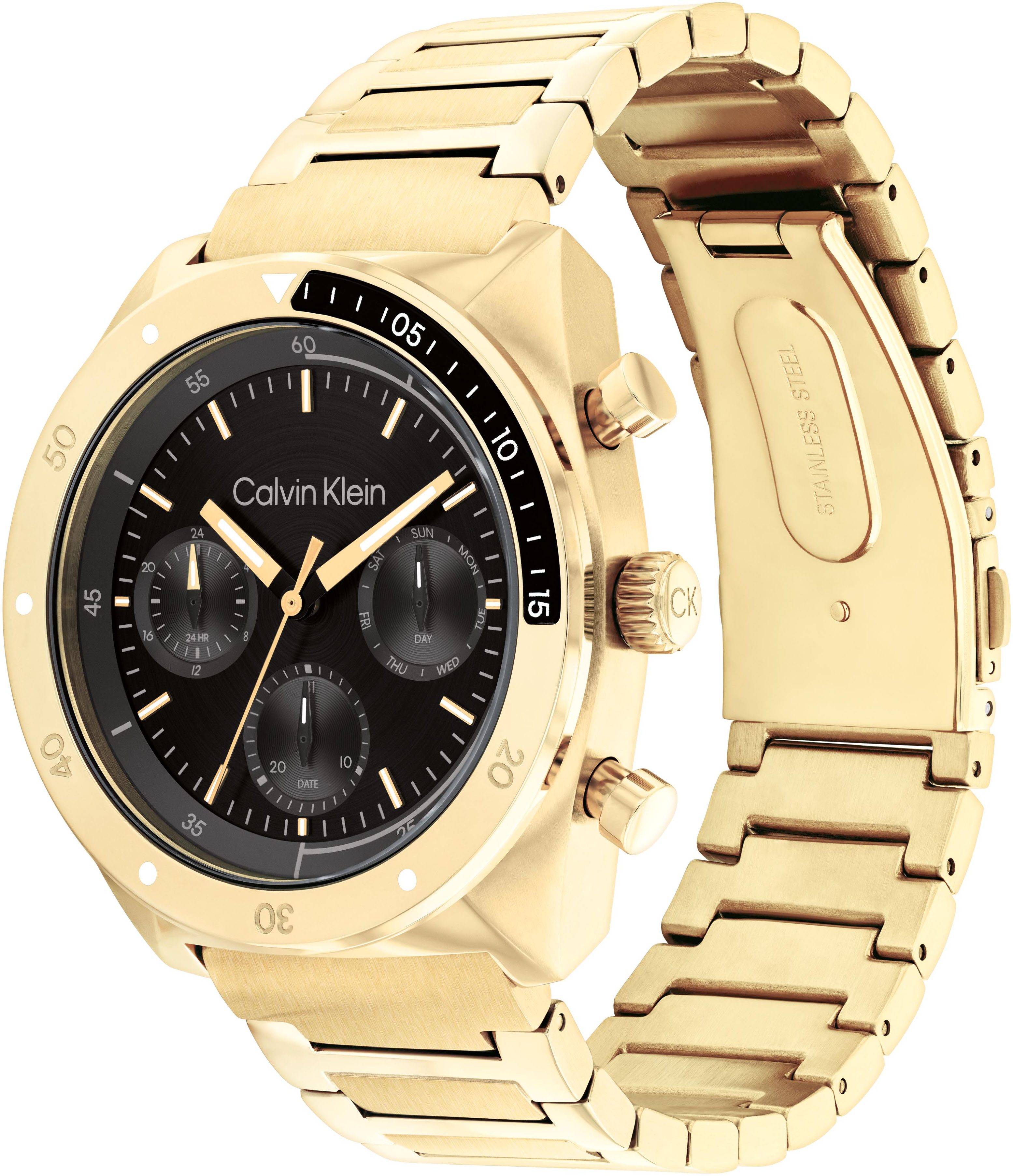 Calvin Klein Multifunktionsuhr CK FLEX 25200465, Armbanduhr, Quarzuhr, Herrenuhr, Tag, Wochentag, Edelstahlarmband