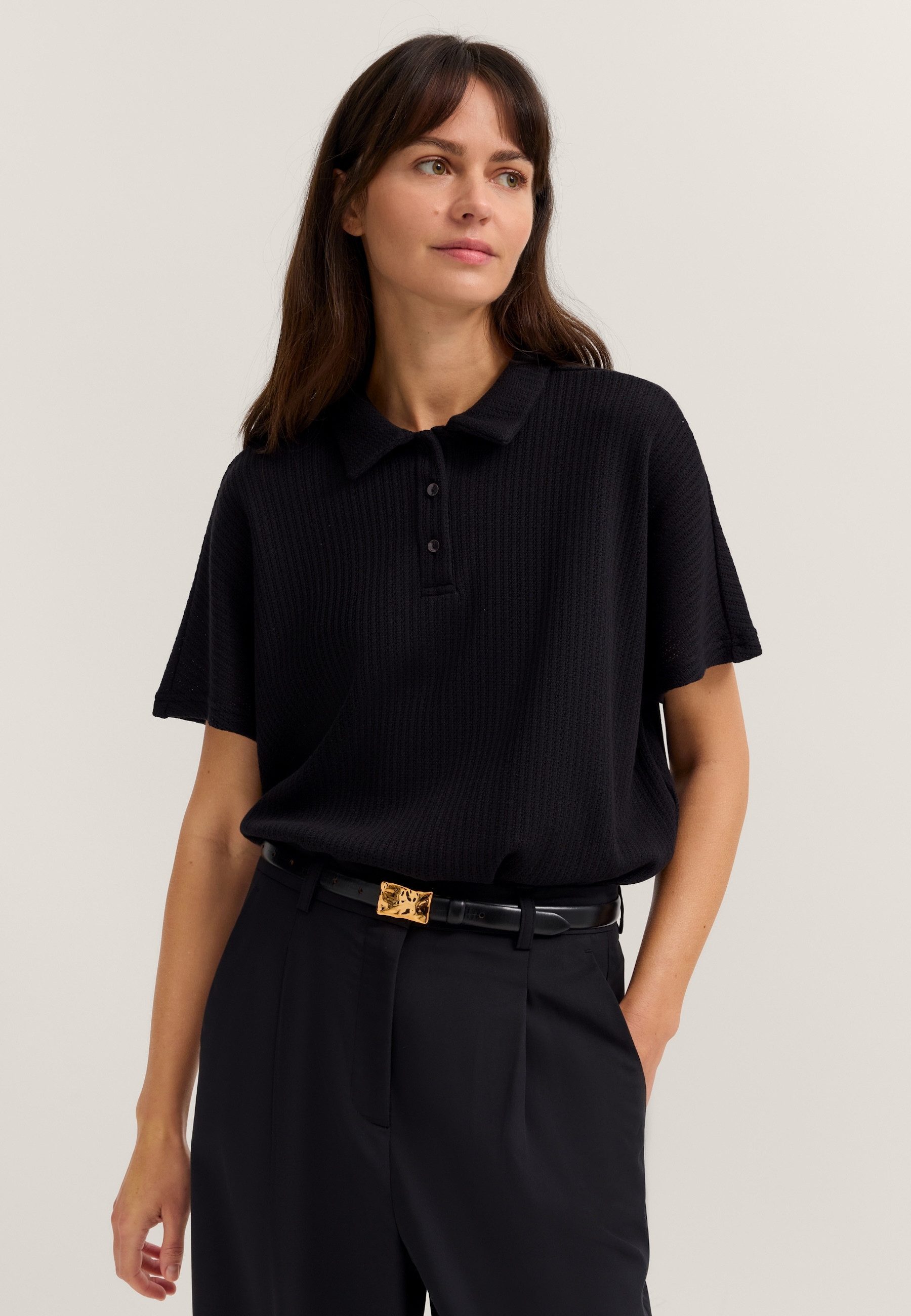 bugatti T-Shirt aus strukturierter Baumwollmischung