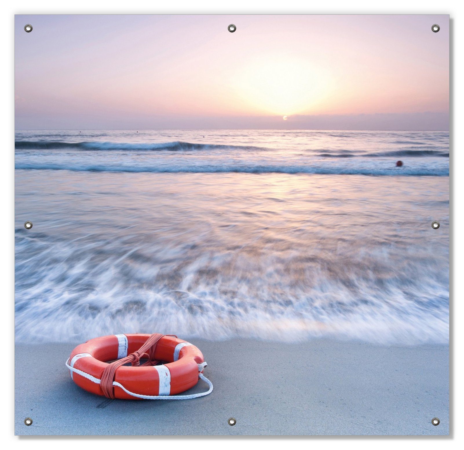 blickdicht, Rettungsring und wiederablösbar Sonnenschutz bei Wallario, Strand wiederverwendbar Saugnäpfen, mit Sonnenuntergang, am