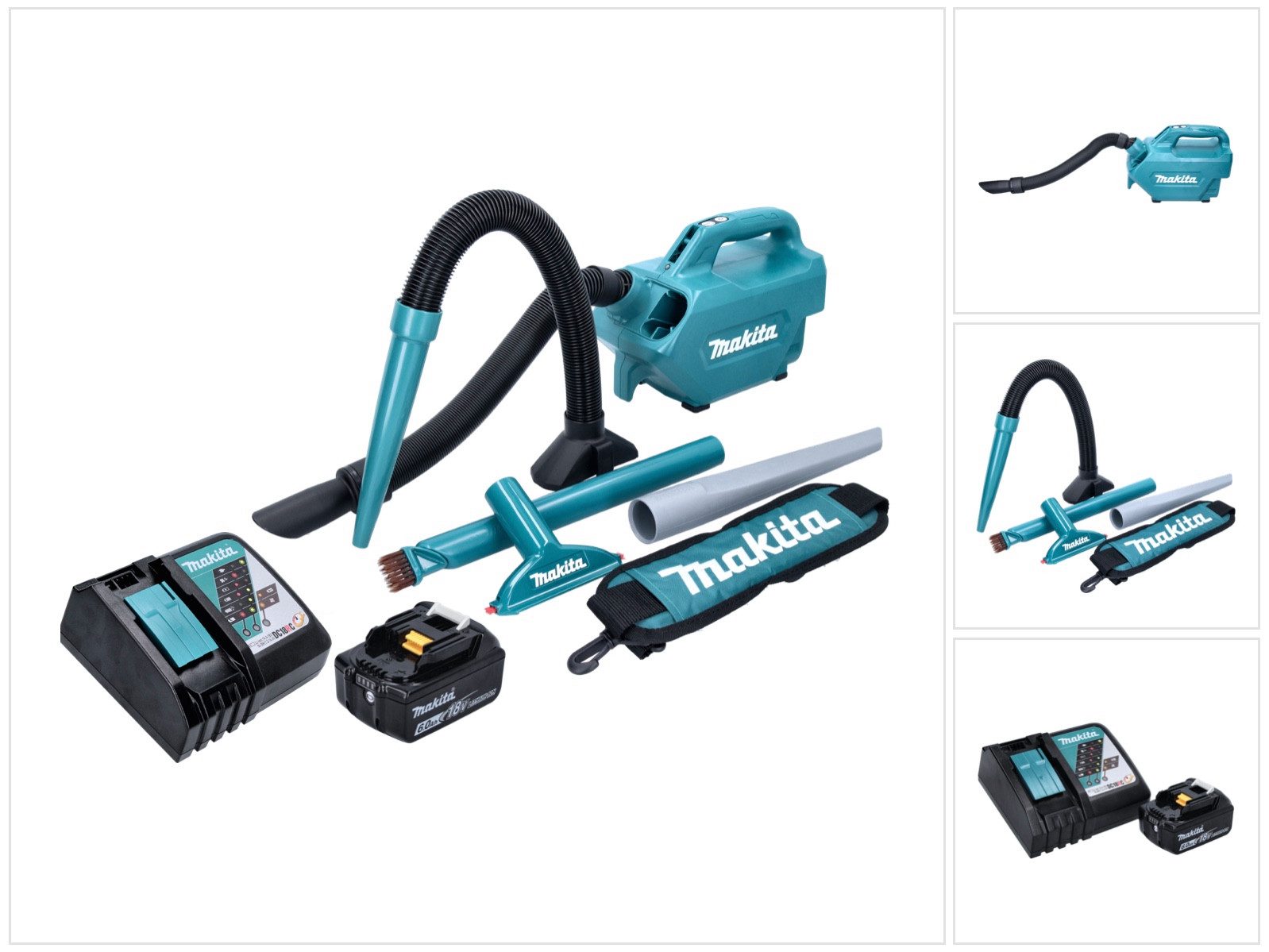 Makita Akku-Handstaubsauger DCL 184 RG1 Akku Staubsauger 18 V 54 mbar 0,5 l + 1x Akku 6,0 Ah