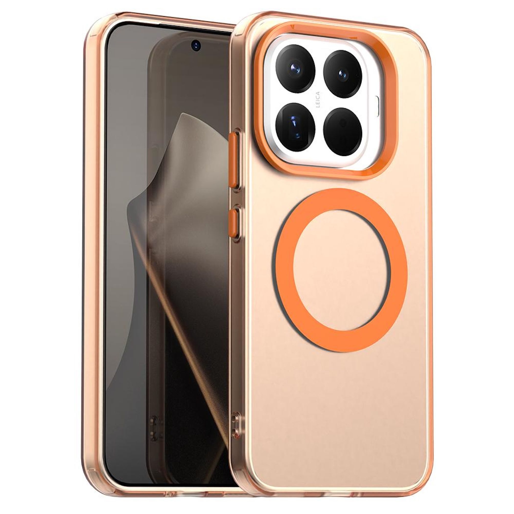 Wigento Handyhülle Für Xiaomi 15T Pro 5G Candy Design Magsafe Hybrid Schutzhülle Orange, Magsafe Funktion, Stoßschutz, präzise Aussparungen