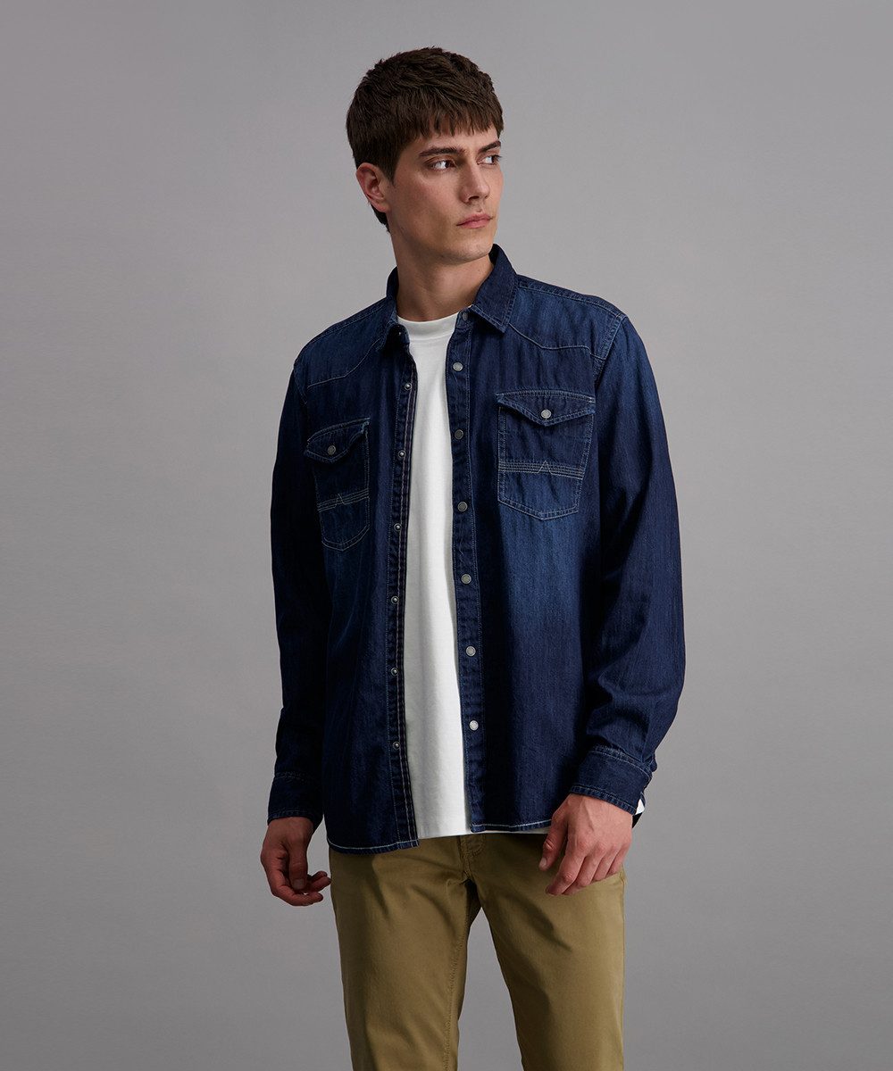 Pioneer Authentic Jeans Jeanshemd mit abgerundetem Saum günstig online kaufen