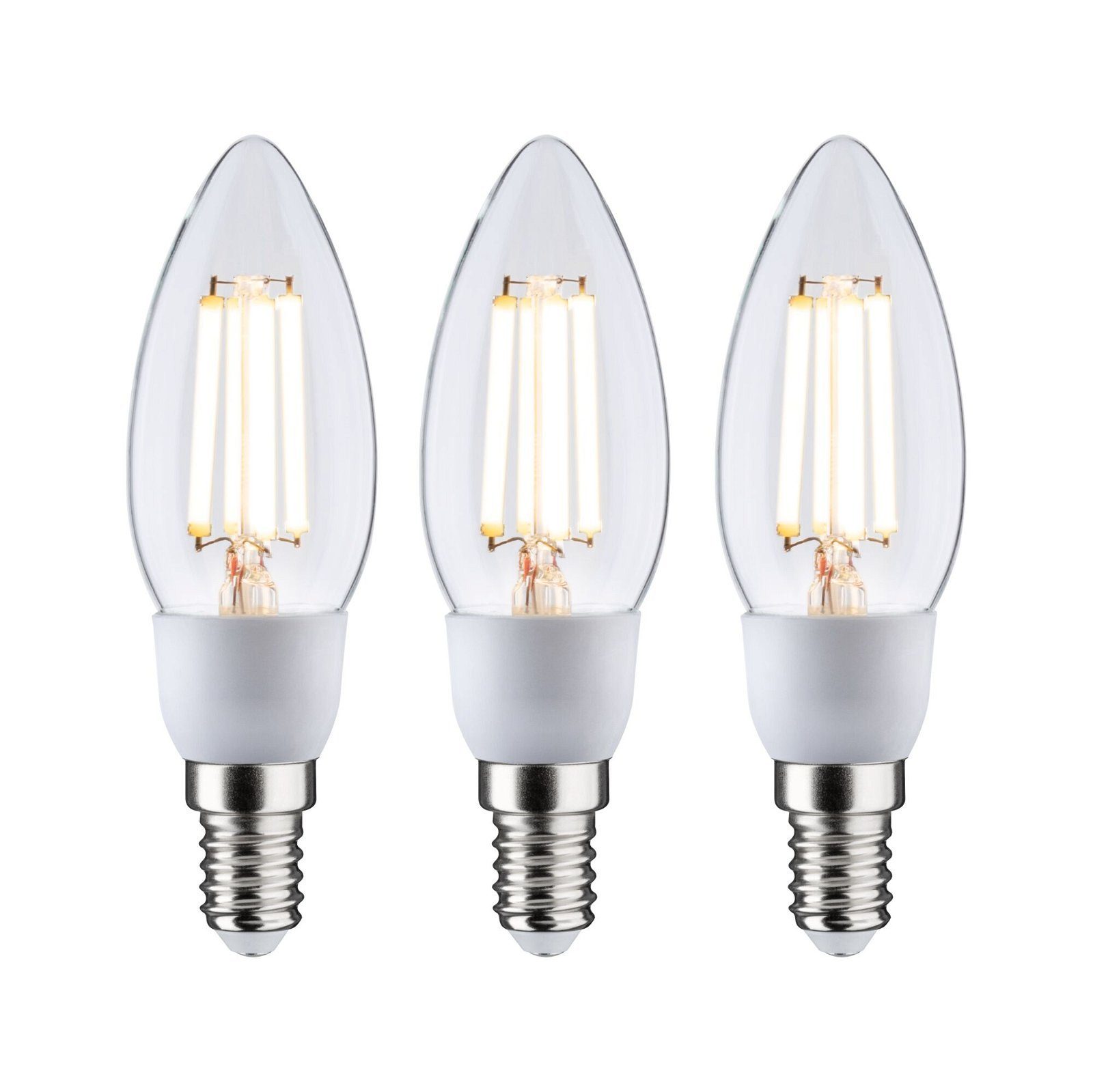 Paulmann LED-Leuchtmittel Eco-Line 3er Pack Kerze 525lm 2,5W 3000K klar  230V, Warmweiß