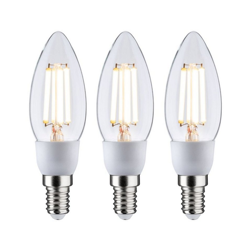Paulmann LED-Leuchtmittel Eco-Line 3er Pack Kerze 525lm 2,5W 3000K klar  230V, Warmweiß