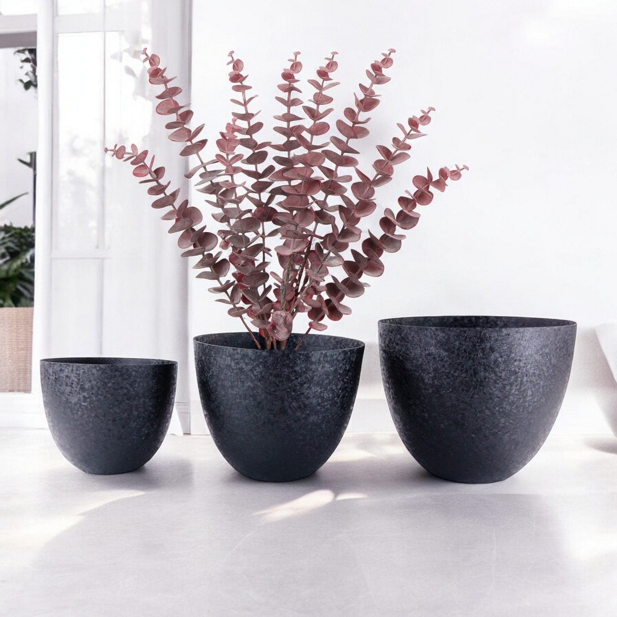 trends for living Blumentopf Schwarzer Blumenkübel Plfanzentopf aus Metall Blumentopf (5 Größen)