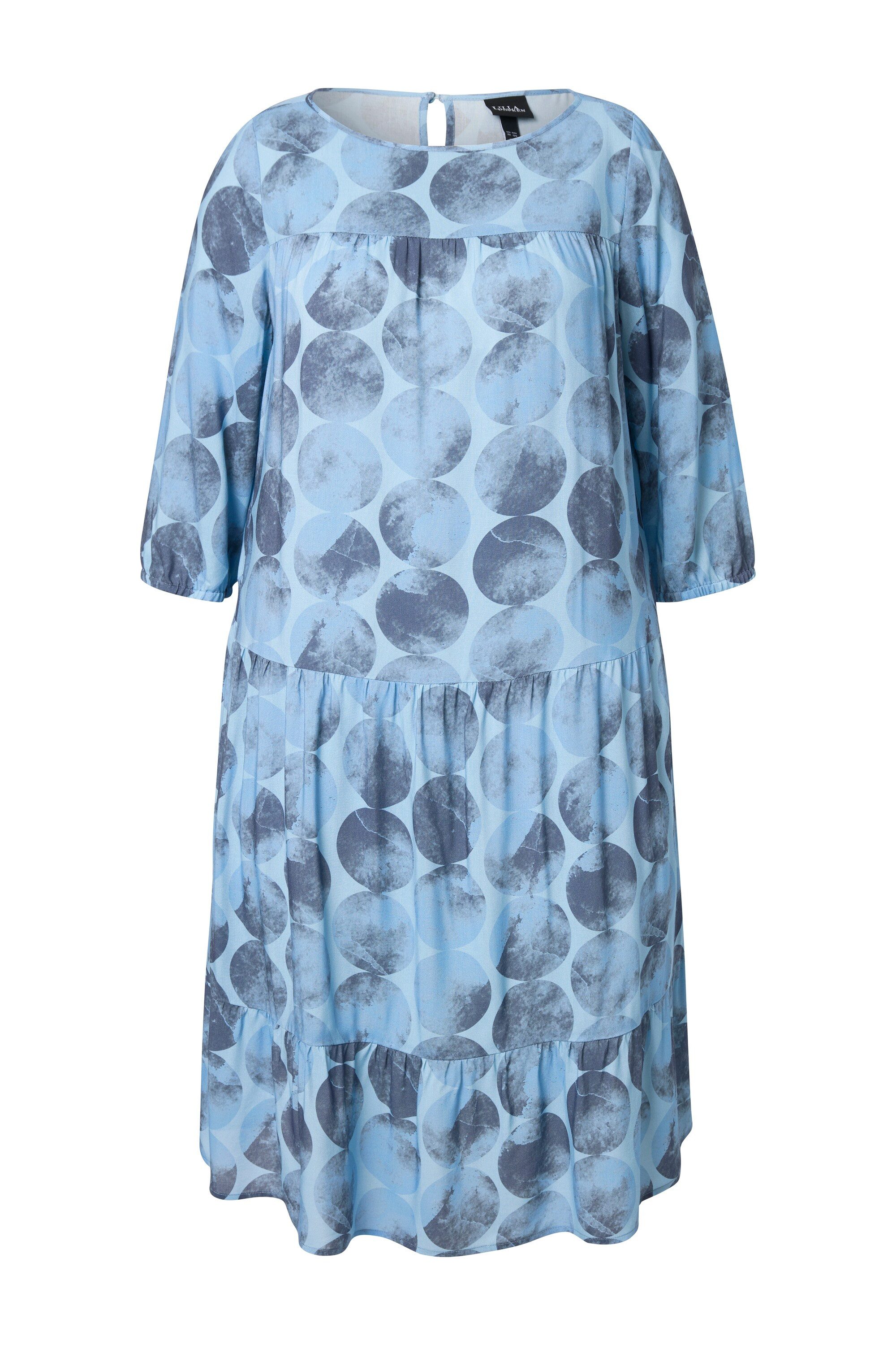 Ulla Popken Jerseykleid Kleis Kreise A-Linie U-Boot-Ausschnitt 3/4-Arm günstig online kaufen