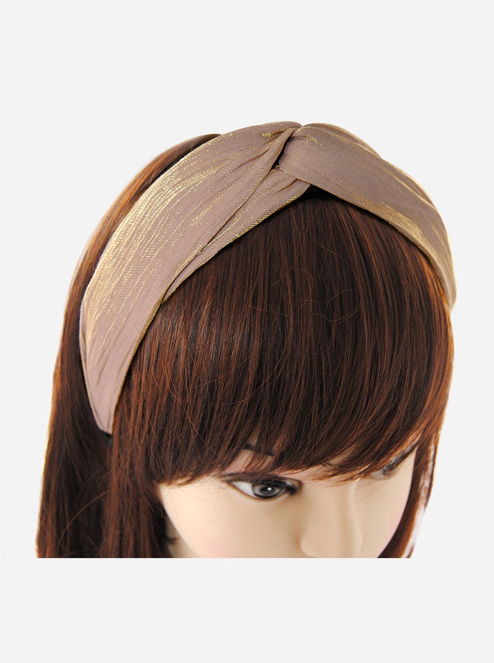 Haarreif Glanz, mit Beige Stoff raffinierten Haarreif Haareifen Gefalteter mit Haarband Knoten, Breiter Vintage leichtem axy