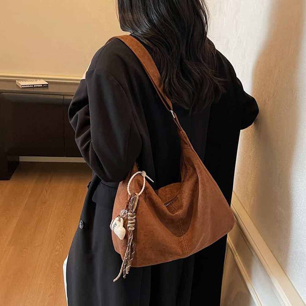 Zaewry Schultertasche Umhängetasche Damen Veloursleder Tasche Damen Crossbody Bag, Crossbag mit verstellbarem Schultergurt für Arbeit Reisen Alltag – Bild 4 von 5