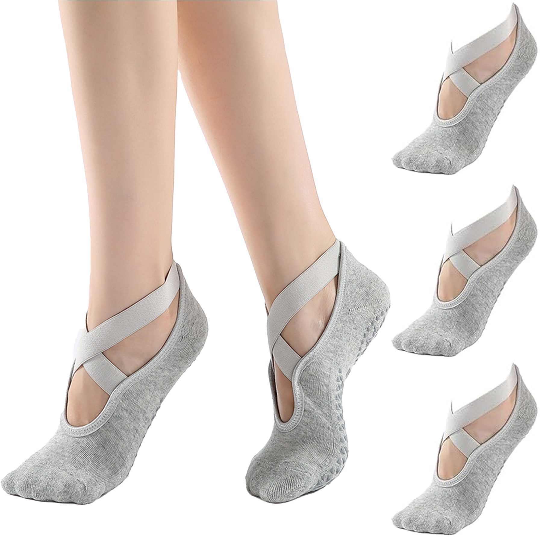 Mutig Sportsocken 3 Paar Yoga Socken, Antirutsch Socken, Rutschfeste Socken Sport (Einheitsgröße für 36-40, Atmungsaktive Socken für Fitness Ballett, für Yoga, Barre, Pilates, Tanz, Barfuß, Trampolin, Zuhause,Krankenhaus) für Damen Herren Frauen Mädchen