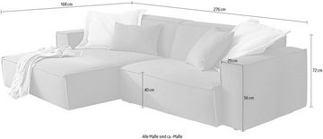 3C Candy Ecksofa Matteo L-Form, mit auffälliger Kedernaht, Feincord-Bezug, Lounge-Charakter