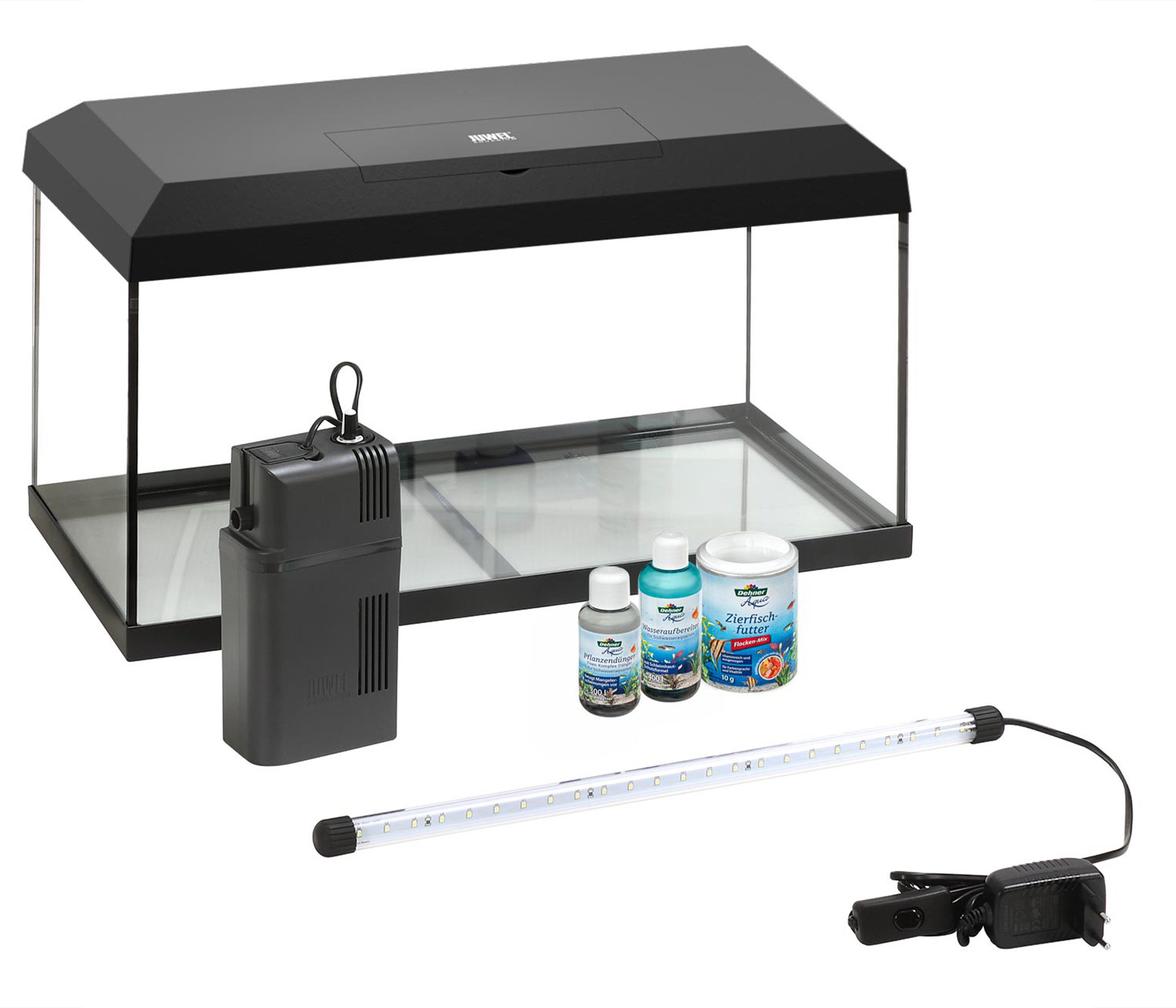 Dehner Aquarien-Set Aqua Start 60, 61 x 37 x 31 cm, mit Futter/Pflege, Einsteiger-Aquarium mit vielem Zubehör