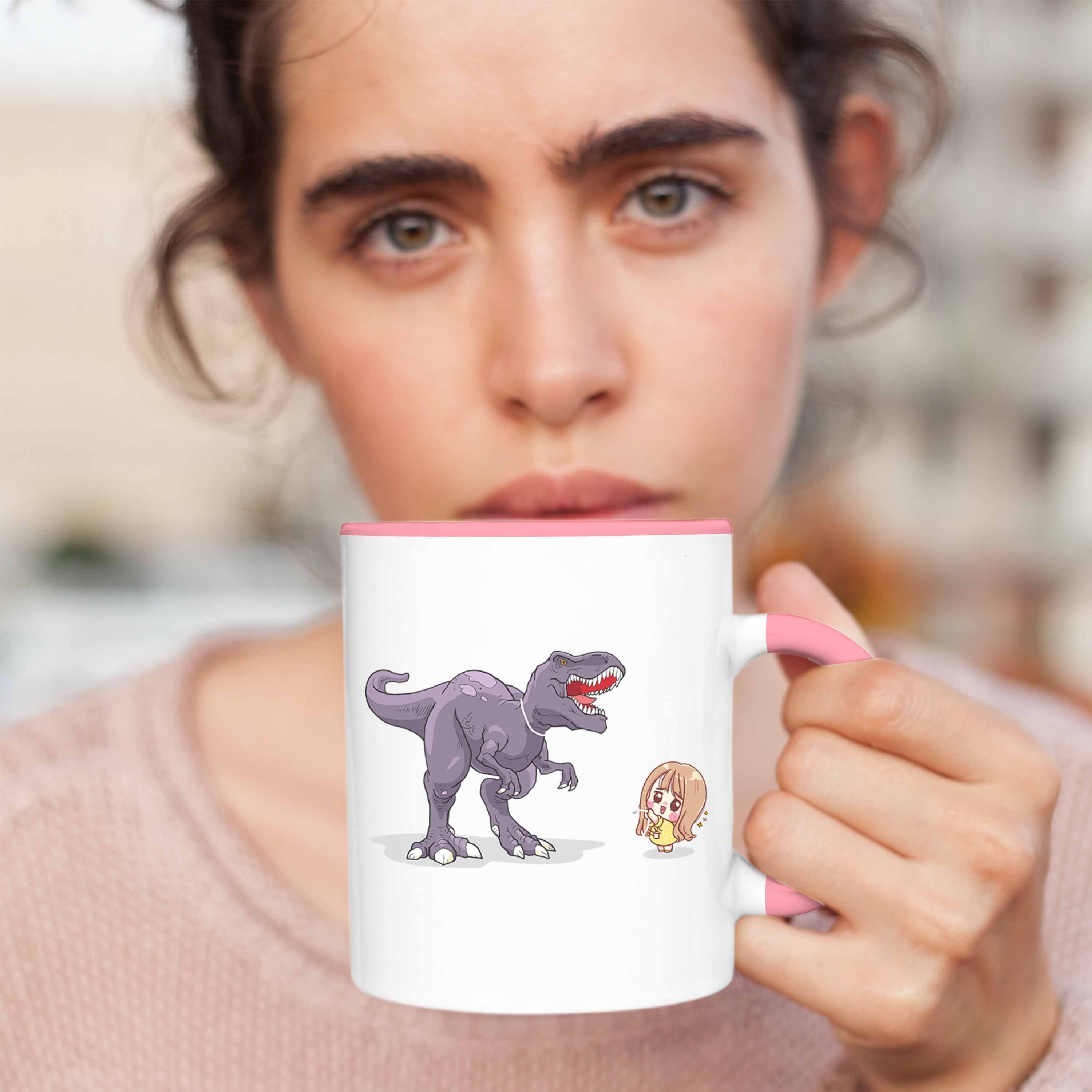 Trendation Tasse Trendation - Geschenke Geschenkidee Dinofans Coole Rosa für Tasse Dinosaurier Lustig Mädchen