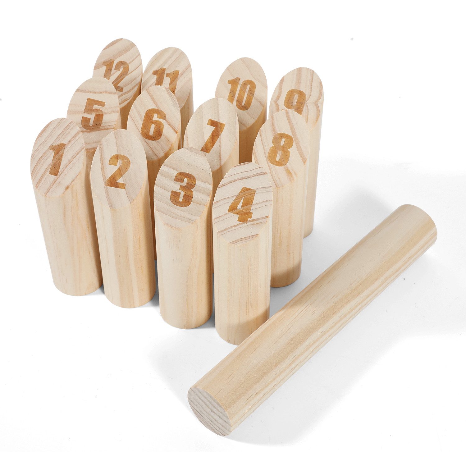 Spiel Kubb Wurfspiel Wikingerspiel Wiesenspiel Holz Rasenschach mit Nummern
