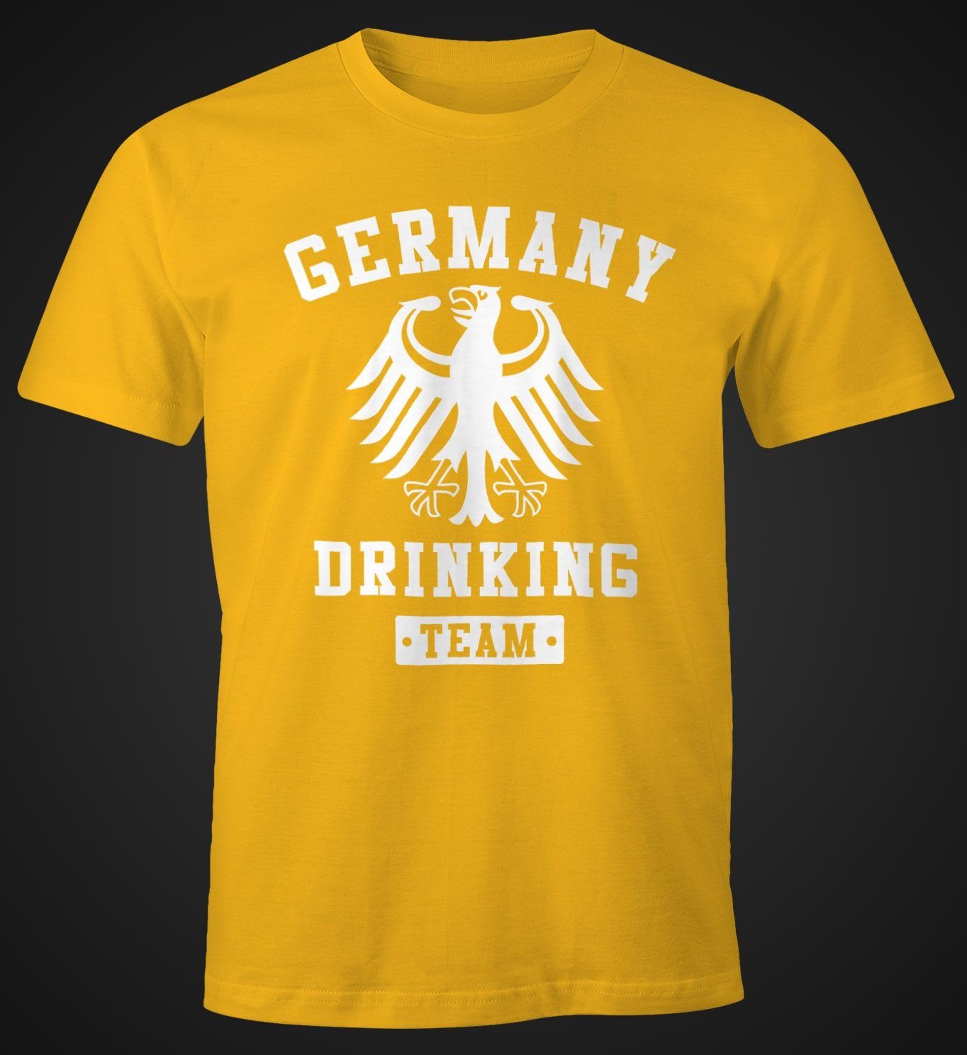 mit MoonWorks Print-Shirt Herren gelb Bier Team T-Shirt Germany Moonworks® Print Drinking Fun-Shirt Deutschland Adler