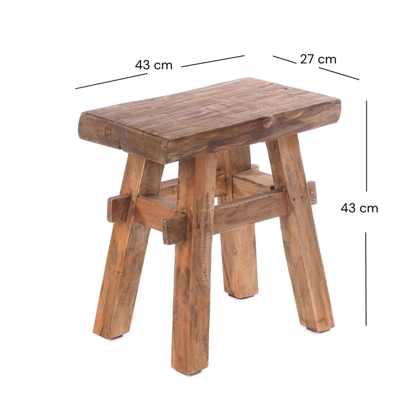 DESIGN DELIGHTS Hocker HOLZ HOCKER "VINTAGE 40", Hartholz, 43x45cm(HxB), Si günstig online kaufen