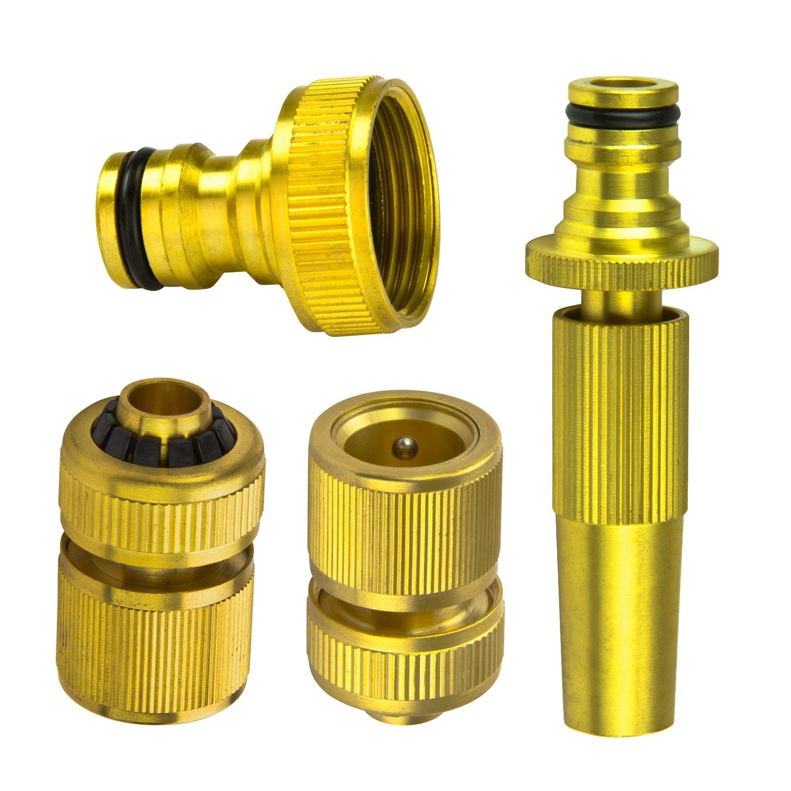 Schlauchadapter Gartenschlauch System Anschluss-Set 3/4 Zoll Messing Sprühdüse
