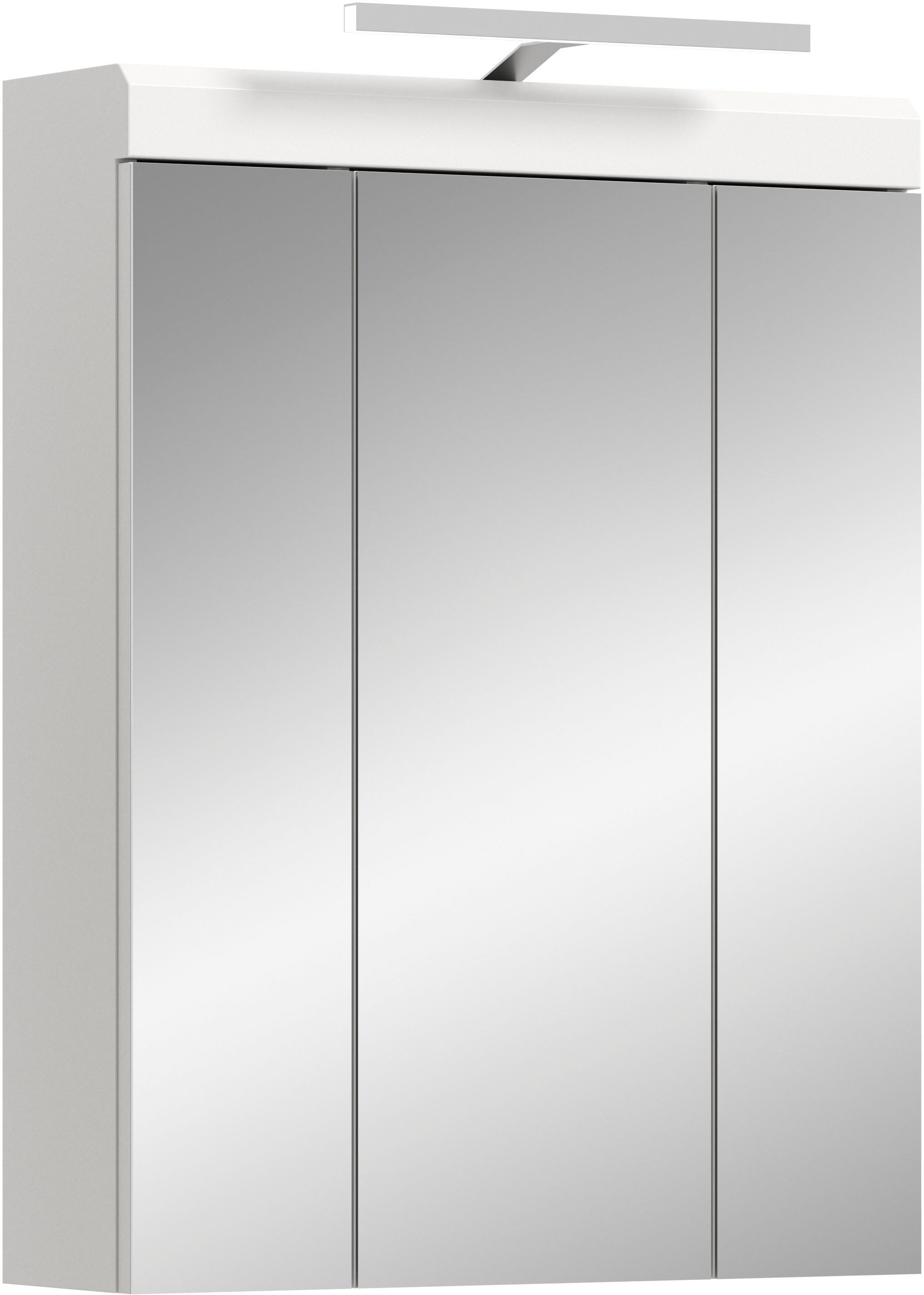 welltime Badezimmerspiegelschrank SIENA, Breite 60cm, inkl. Beleuchtung, 3 Spiegeltüren, 9 Fächer (Set, TOPSELLER) in verschiedenen Farben erhältlich, Badmöbel, Badschrank, Schrank, Bad