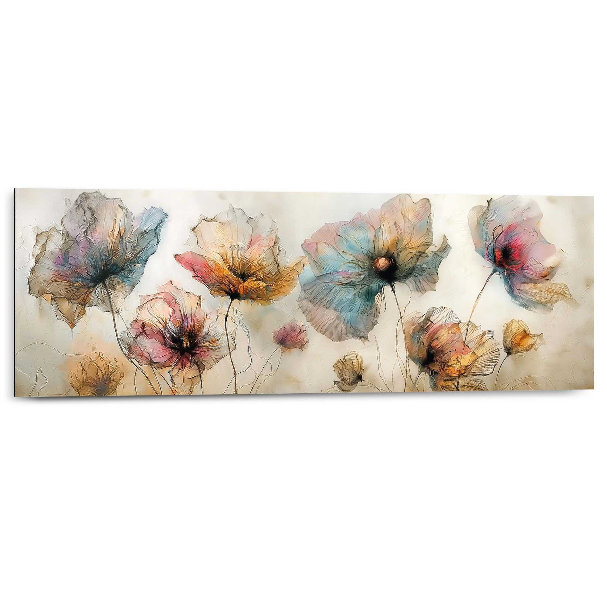 Reinders! Deco-Panel Aquarellblumen, Wohnzimmer - Mehrfarbig - MDF - Blumen und Pflanzen - 90x30 cm