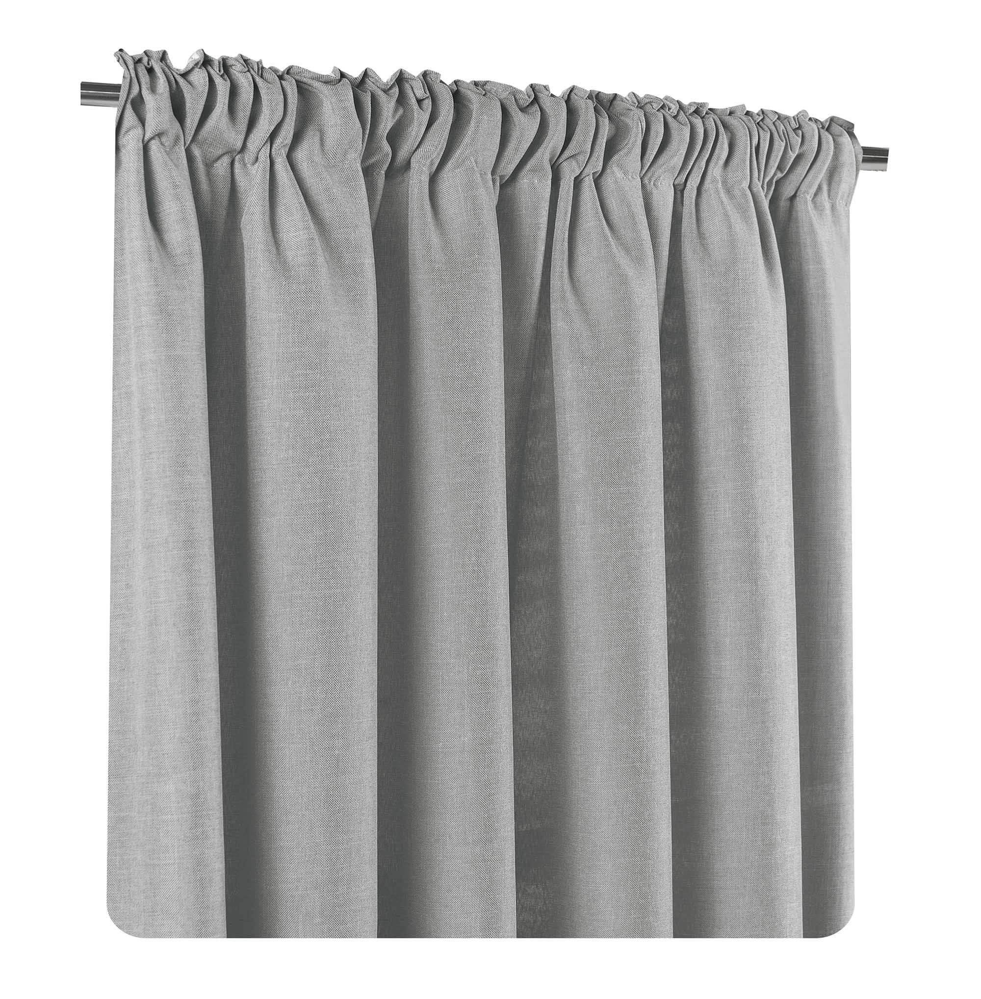 Gardine Vorhang 2er Set Kräuselband 140x245 cm blickdicht Struktur Leinenoptik, Haus und Deko, Kräuselband (2 St), blickdicht, Polyester Silber Grau