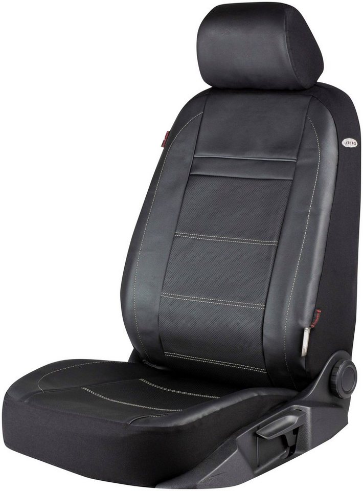 WALSER Autositzbezug Rindleder Clint, Sitzteil aus Rindsspaltleder und  Seiten/Rückenteil aus Polyester