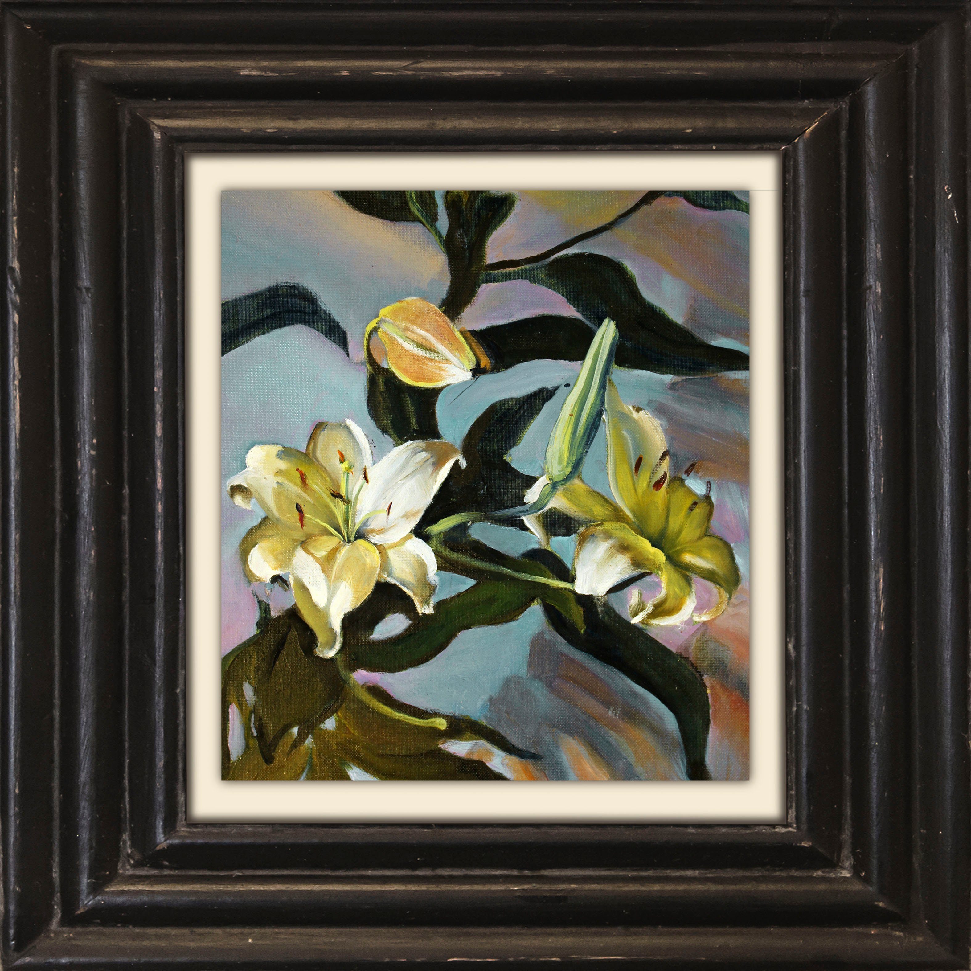 queence Leinwandbild Blumen, Blumen, Blumenbilder, Garten, Gartenbilder, Kunst, Stillleben, Premium-Leinwandstoff, Handarbeit aus Deutschland, 40x40cm