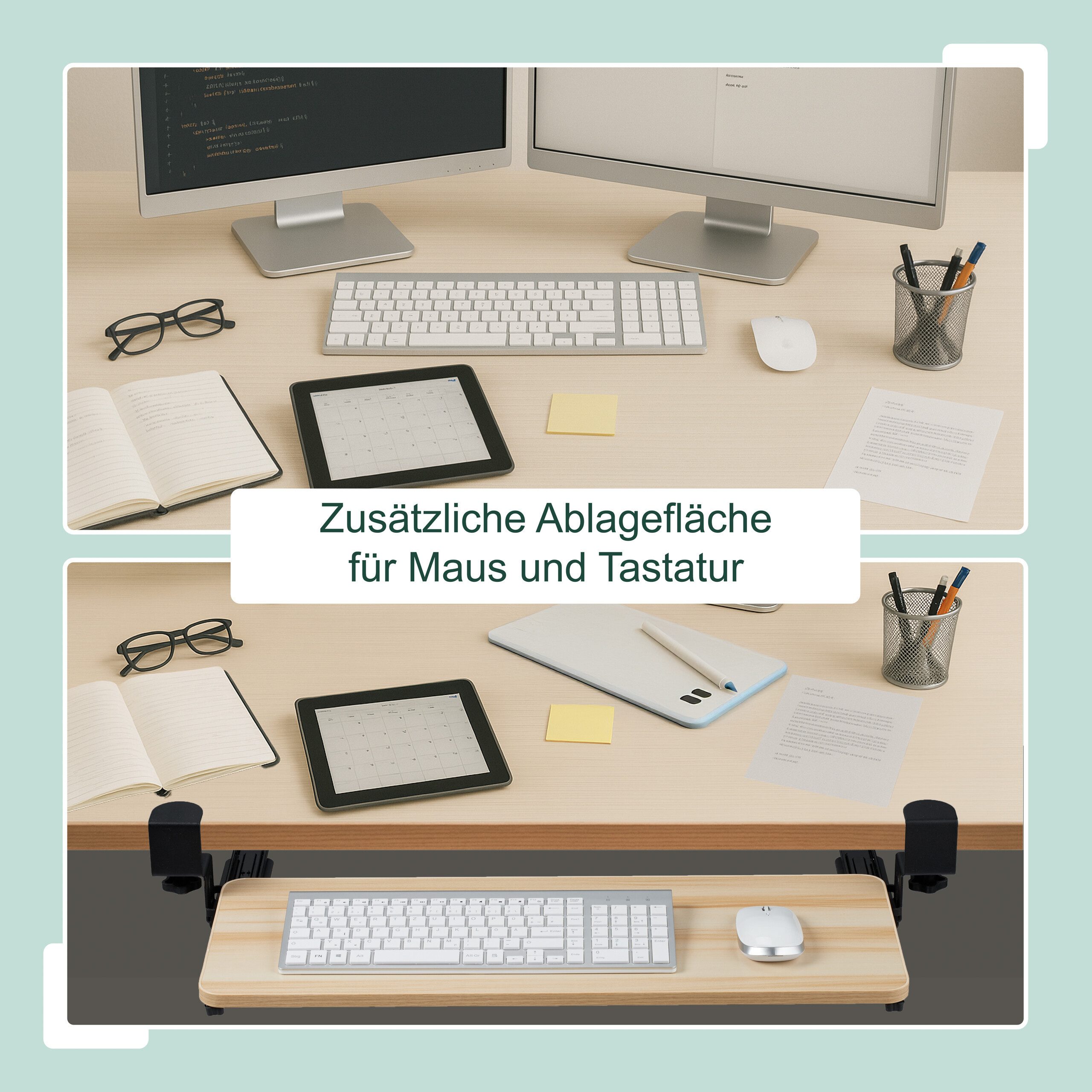 relaxdays Schreibtischaufsatz Ausziehbare Tastaturablage zum Klemmen, günstig online kaufen
