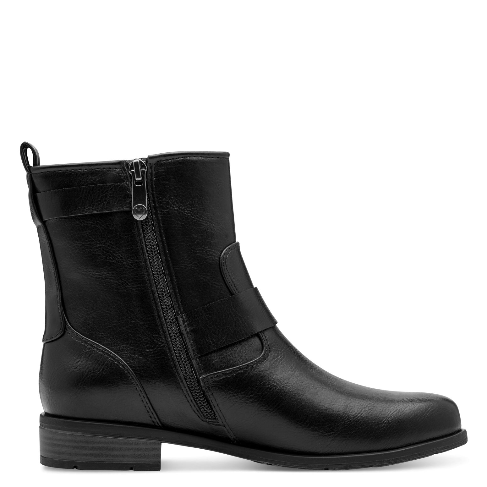 MARCO TOZZI Stiefelette, Blockabsatz, Bikerboots mit Zierschnalle und verstellbarer Schnalle