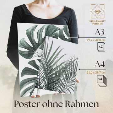 Heimlich Poster »et als Wohnzimmer Deko, Bilder DINA3 & DINA4, Palmen & Monstera«, Pflanzen