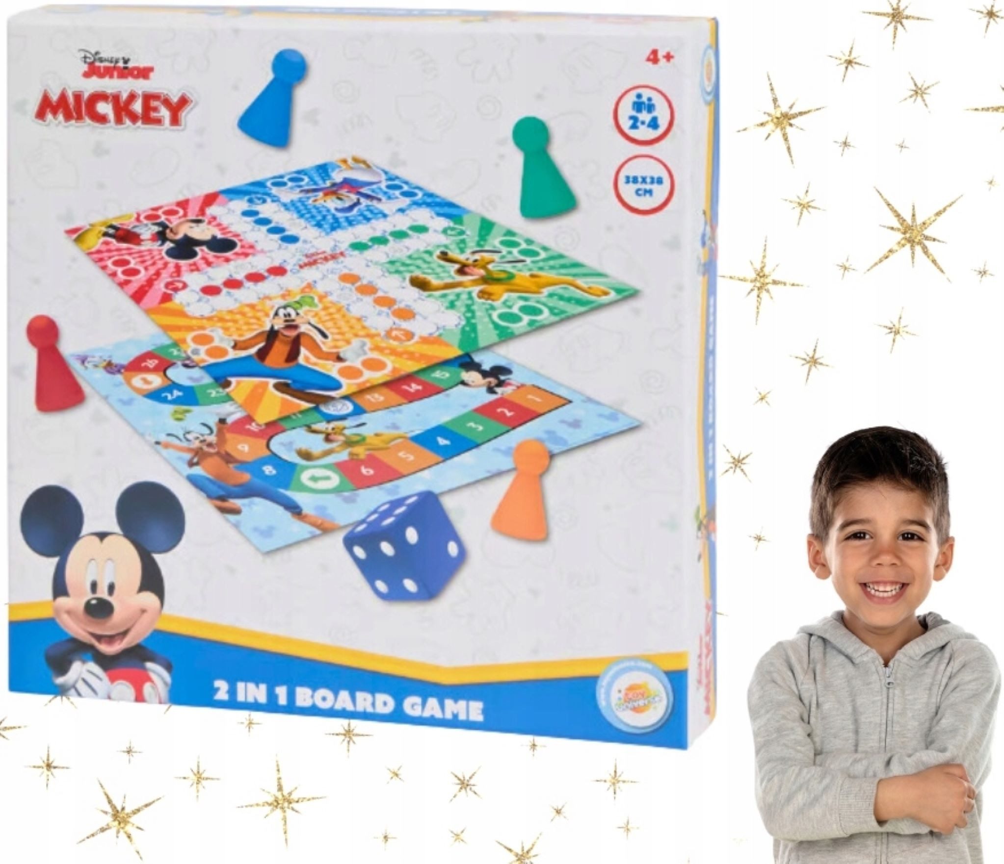 Disney Spielwelt 2in1 Brettspiel Disney Micky Maus - Ludo & Wettrennen – Familienspiel
