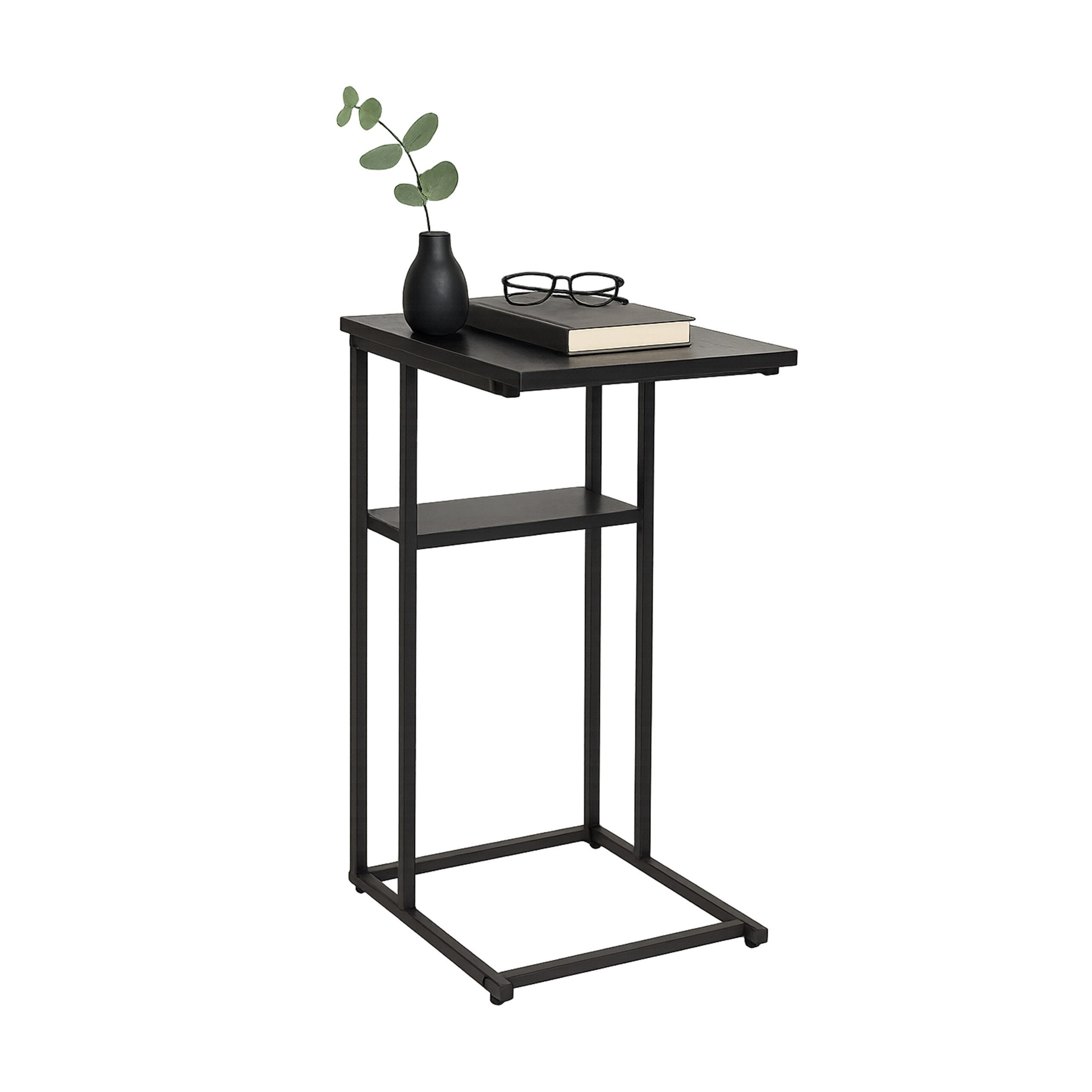 relaxdays Beistelltisch mit 2 Ablage, schwarz günstig online kaufen