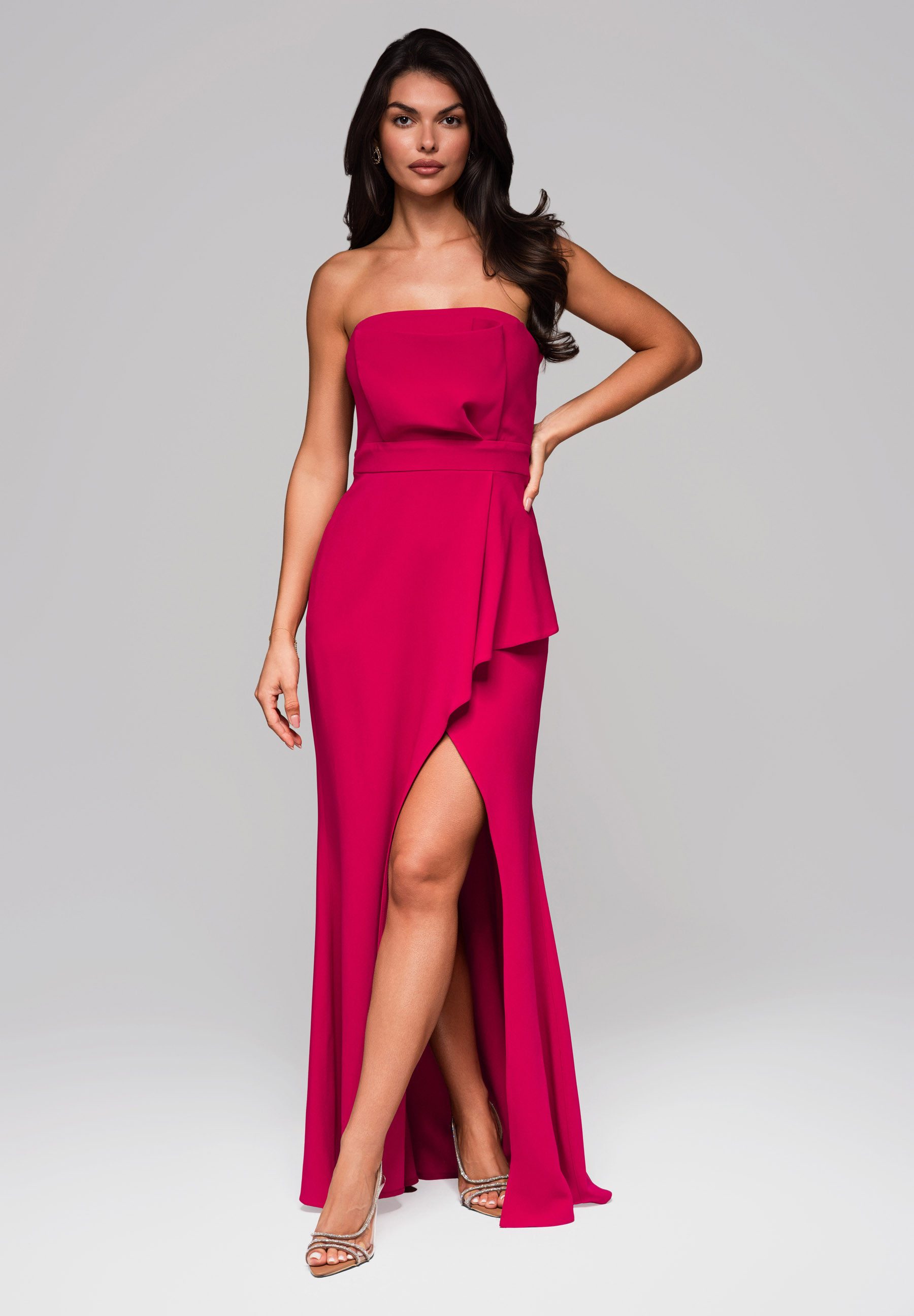 OMBRE Abendkleid Elegantes schulterfreies Abendkleid mit Schlitz