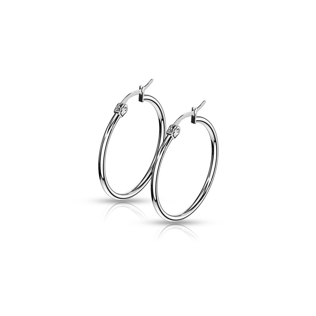 Ohrring-Set Creolen Klassisch schmal Silber aus Edelstahl Damen - 30 mm