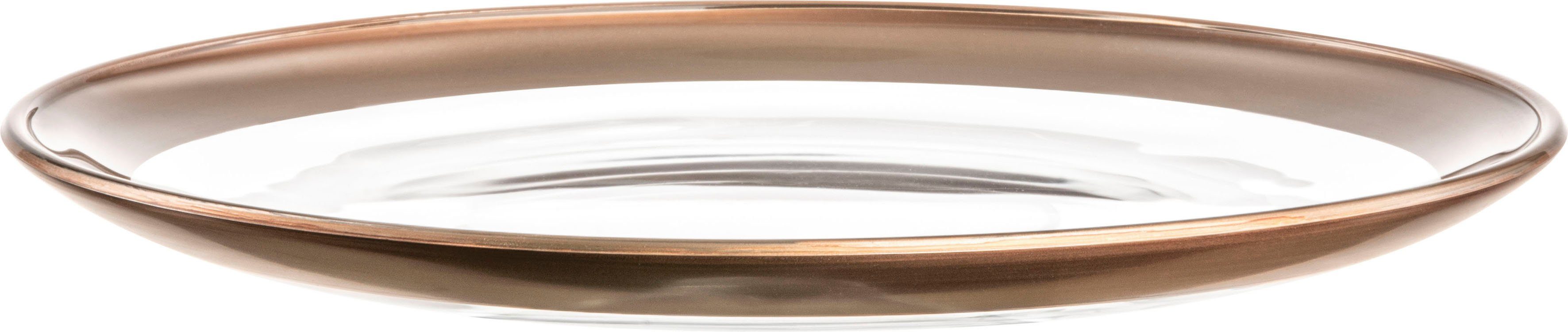 Ø COPPER, Geschenkkarton, Salatteller St), Eisch im 21 Kristallglas, KAYA Handarbeit, (2 cm