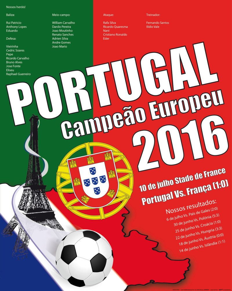 Poster FuÃŸball Kunstdruck Bild - Portugal CampeÃ£o Europeu