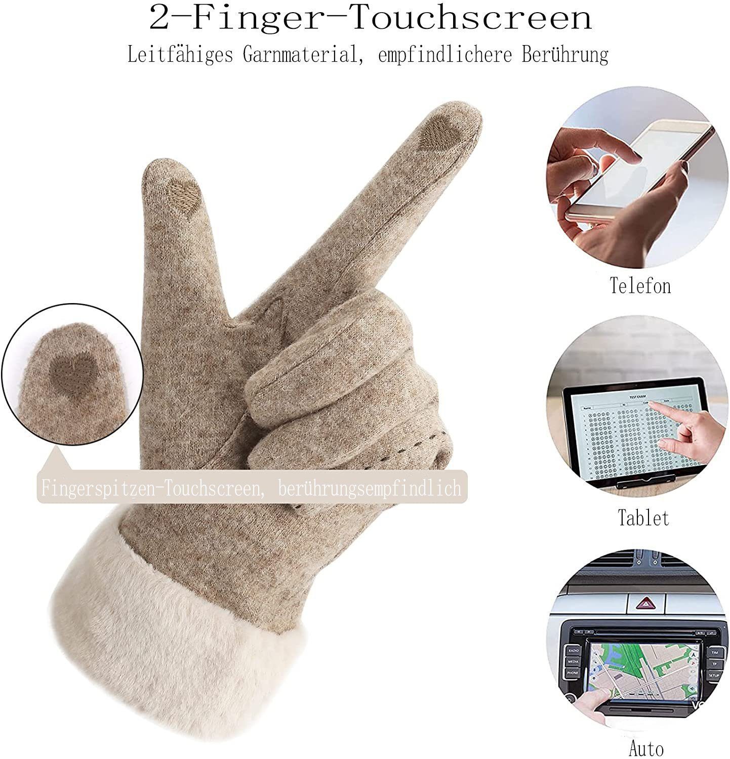 LENBEST Baumwollhandschuhe Fahrradhandschuhe Touchscreen, Fleece-Futter